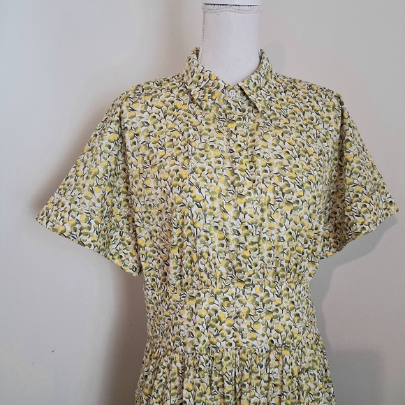 J. Crew Fitted Waist Shirtdress In Butter Yellow with Liberty Fabric Size 12 - Picture 12 of 13